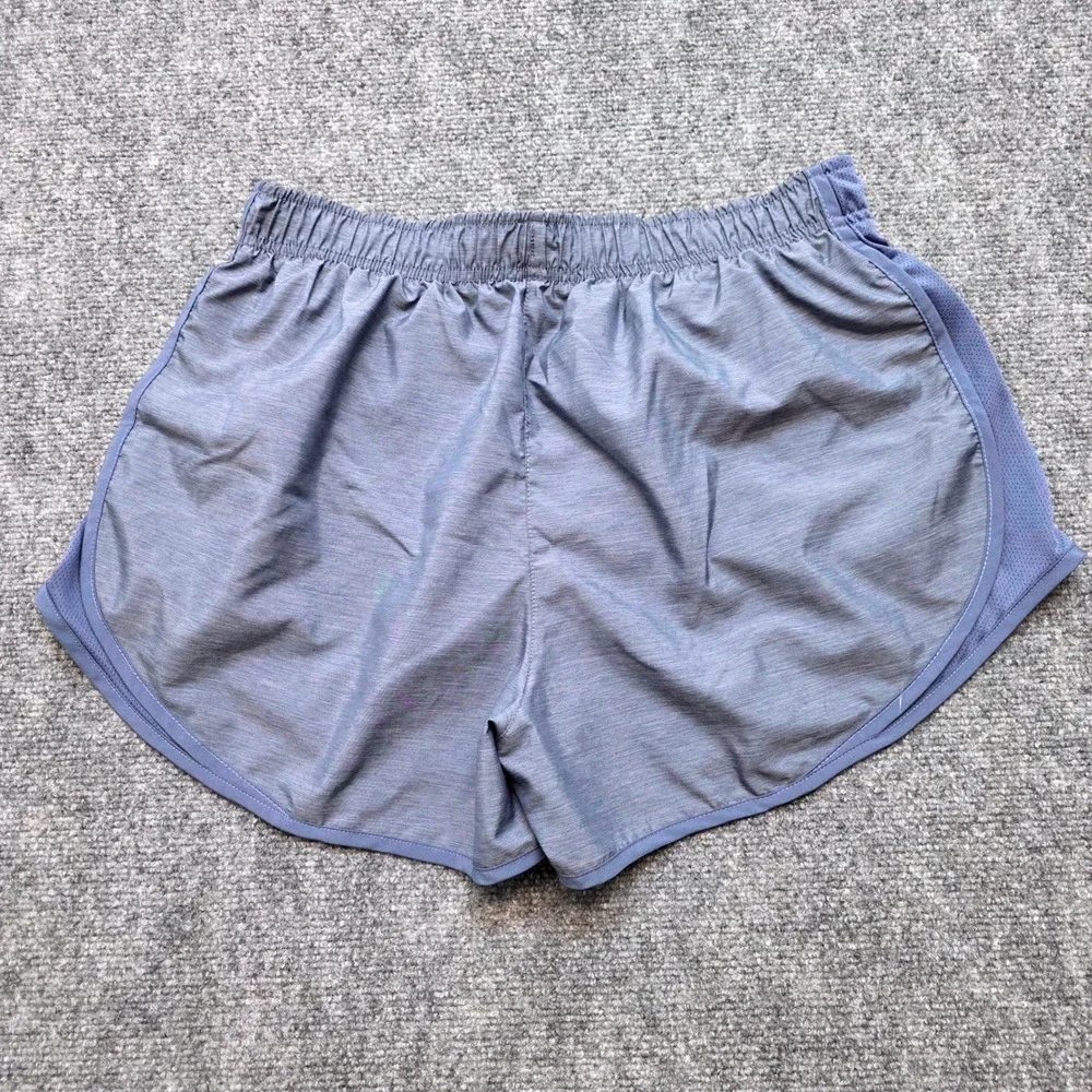 Nike Dri-FIT Women's Large Blue Heathered Running Shorts 3 Inseam Mesh Inset Gym